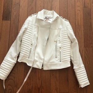 House of CB vegan leather white jacket